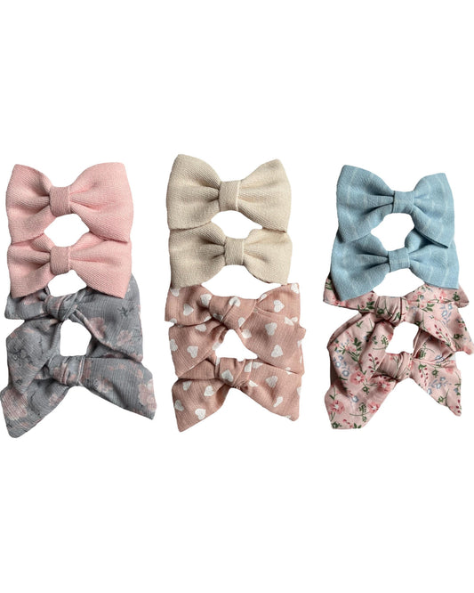 blue + peach floral clips