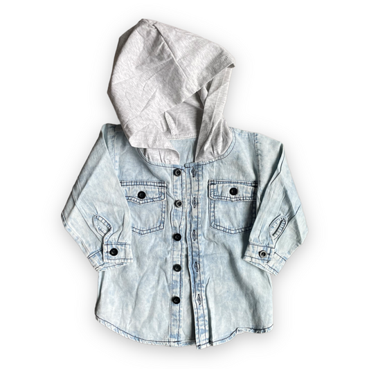 denim button up hoodie