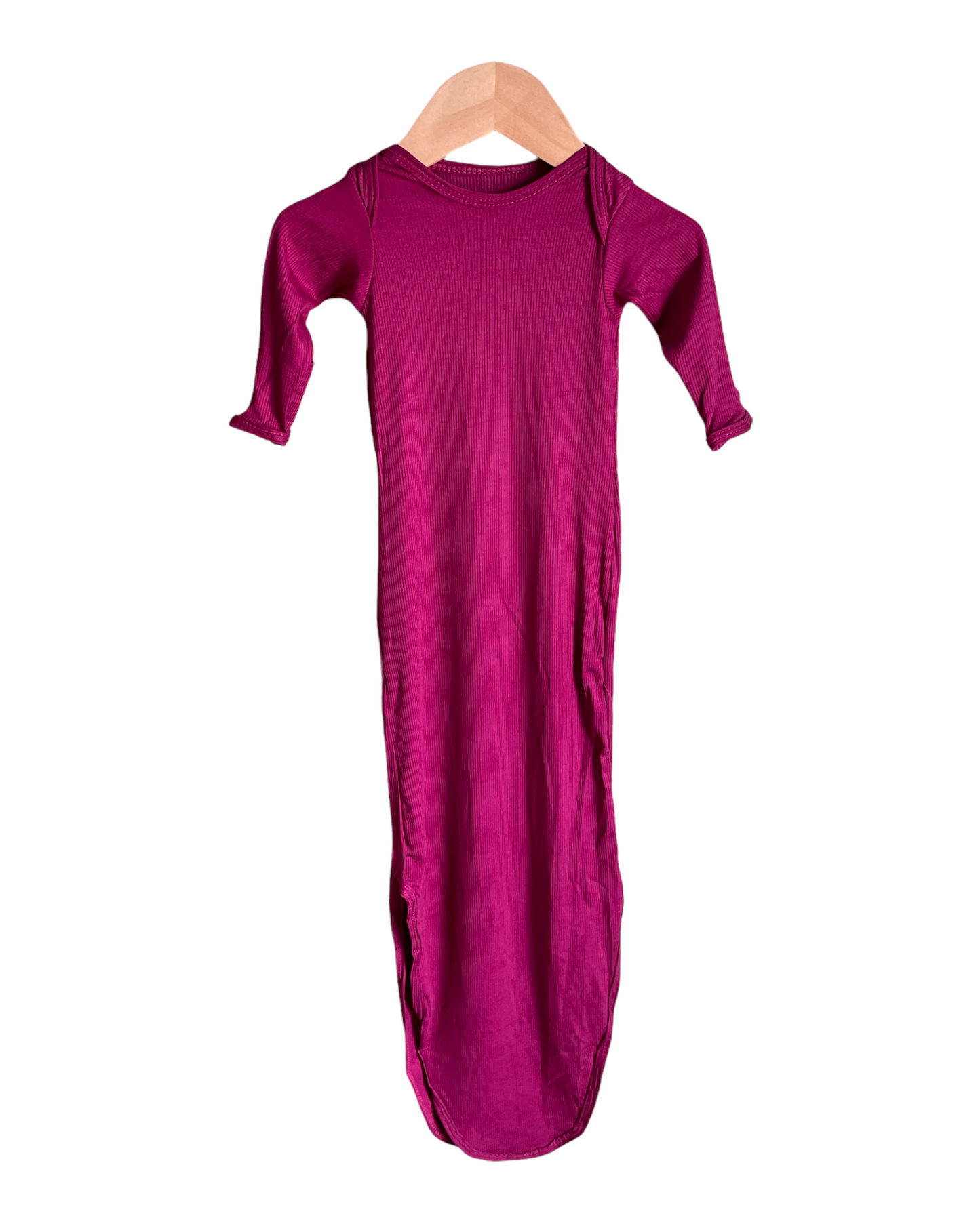 magenta ribbed knotted gown