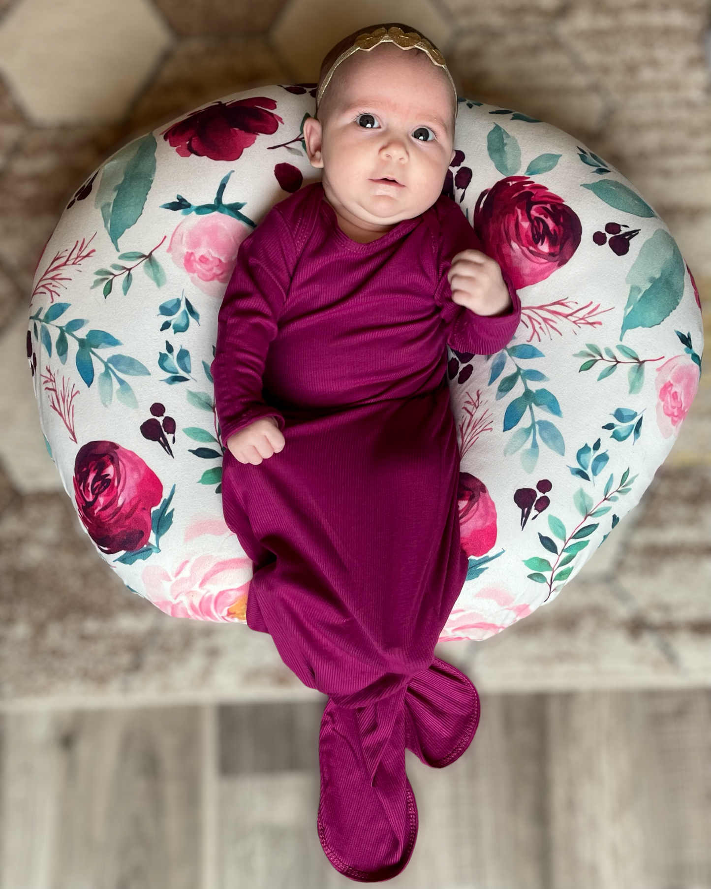 magenta ribbed knotted gown