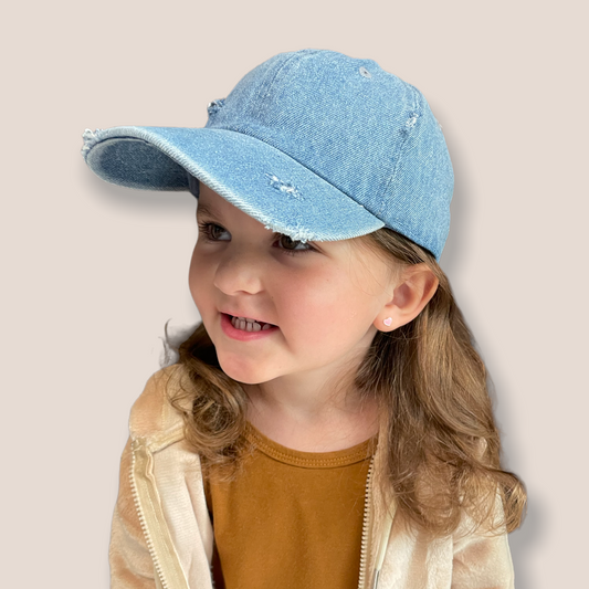 denim distressed baseball cap