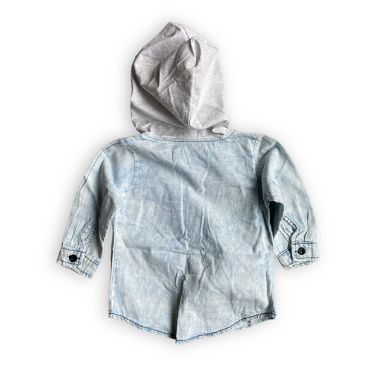 denim button up hoodie