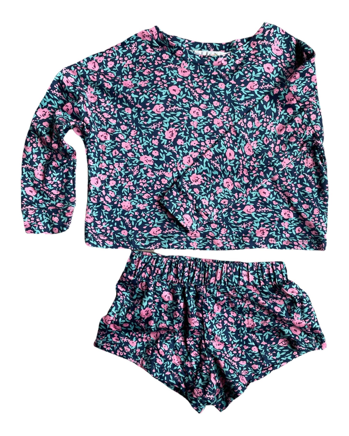 navy + pink floral leisure set - 2 piece